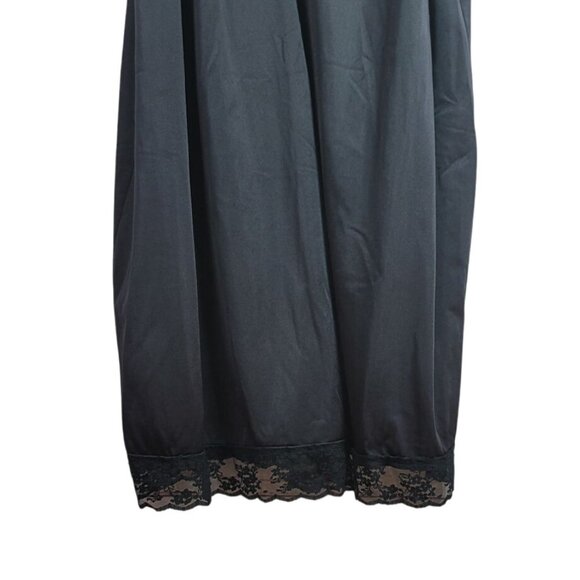 Montgomery Ward Full Slip Black Size 48 Lace V Neck 100% Nylon Made in USA VTG - Picture 4 of 8
